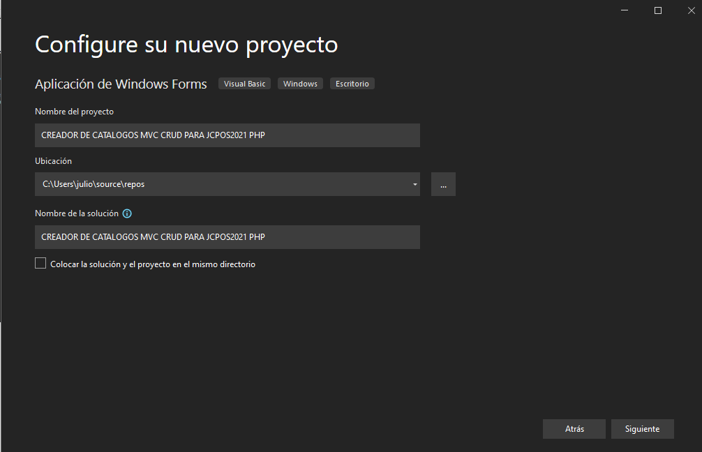 Creando proyecto WINFORMS en Visual Basic 2022 – Cesar Systems